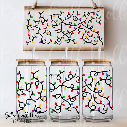 Christmas Lights UV DTF 16oz Tumbler Wrap