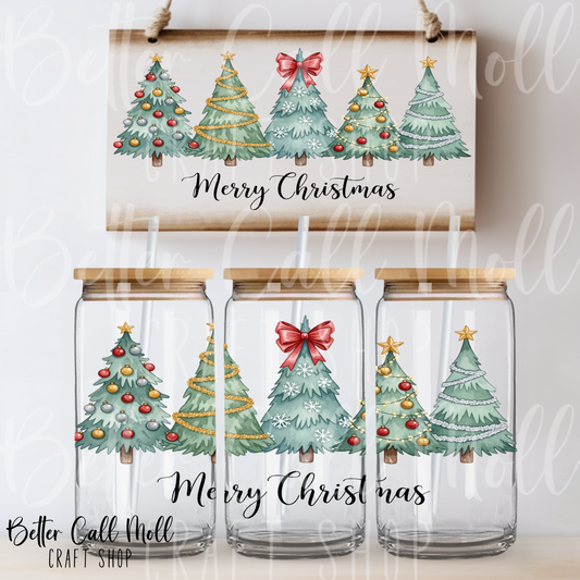 Merry Christmas Trees 2 UV DTF 16oz Tumbler Wrap