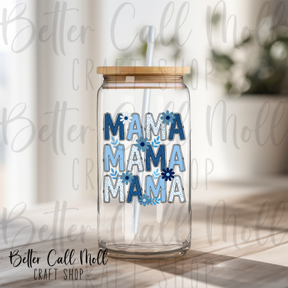 Mama Stacked Blue UV DTF Decal