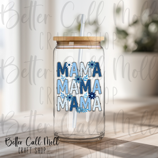Mama Stacked Blue UV DTF Decal