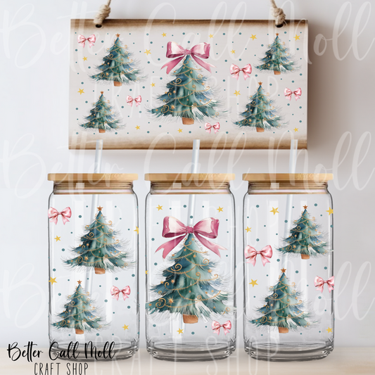 Coquette Christmas Trees UV DTF 16oz Tumbler Wrap