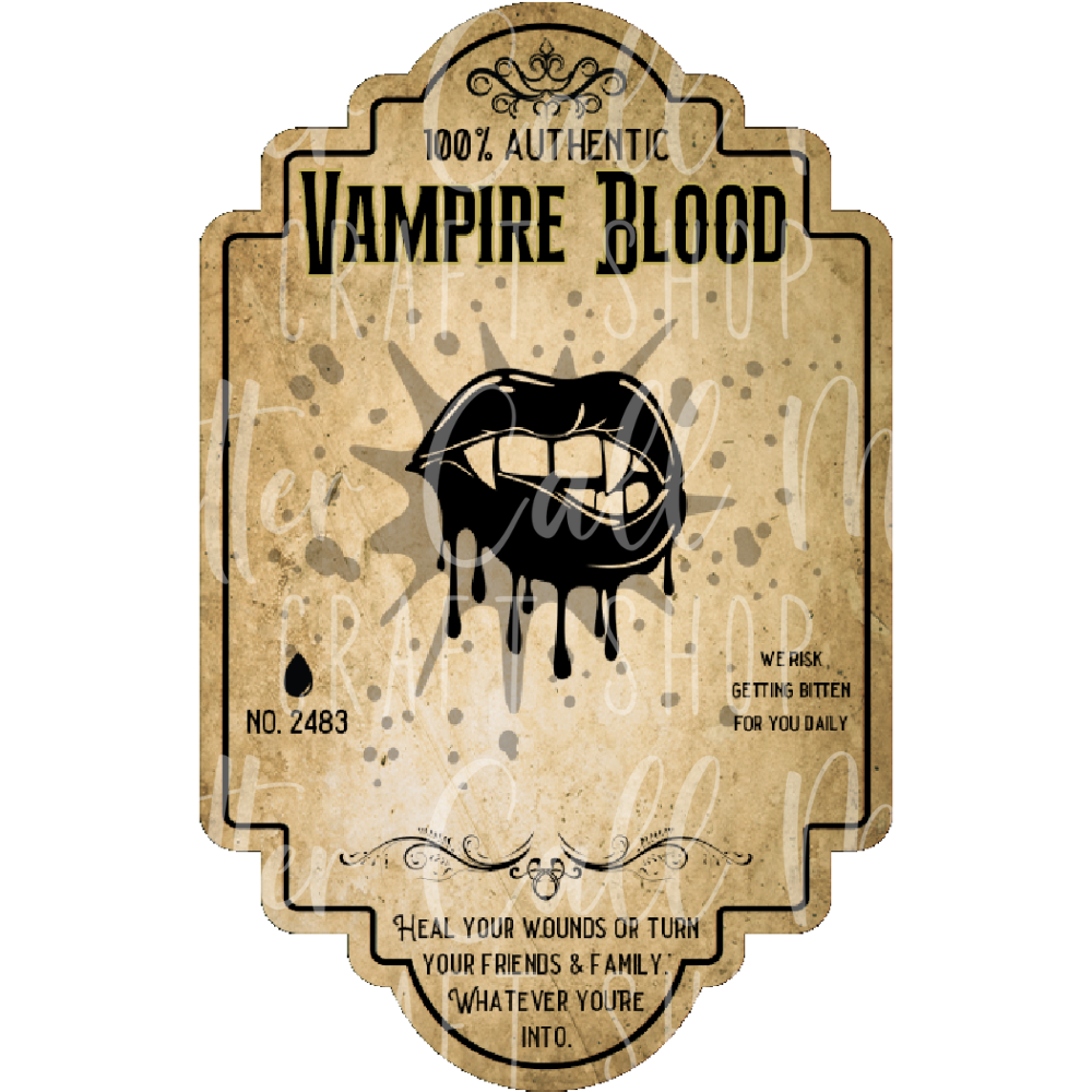 Vampire Blood Label UV DTF Decal