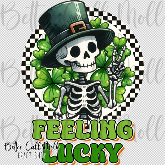Feeling Lucky Skeleton UV DTF Decal