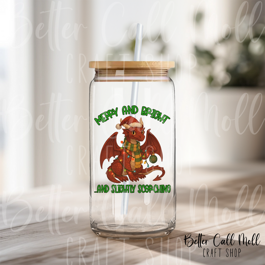 Merry and Bright and Slightly Scorching Dragon UV DTF Decal
