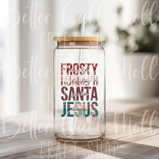 D139 - Frosty Rudolph Santa Jesus UV DTF Decal