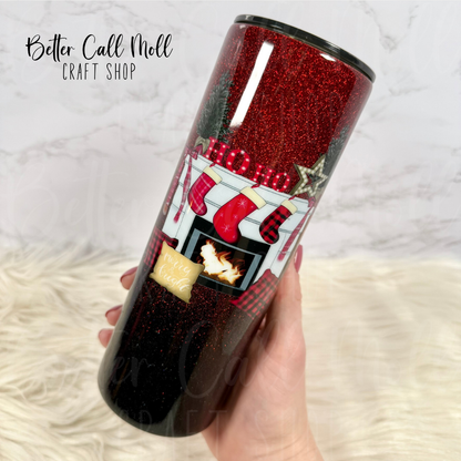 20oz Cozy Christmas Glitter Insulated Stainless Steel Coated Tumbler