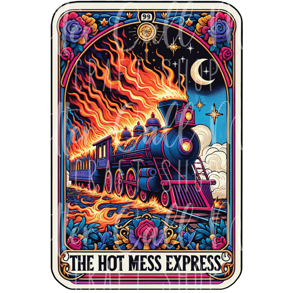 D015 - The Hot Mess Express Tarot Card UV DTF Decal