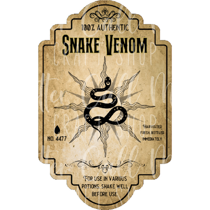 Snake Venom Label UV DTF Decal