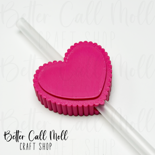 Scalloped Heart 3D Straw Topper
