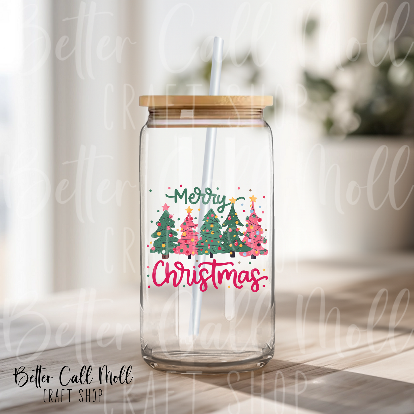 Merry Christmas Trees UV DTF Decal