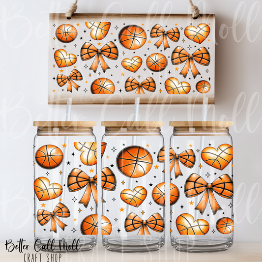 Basketball Bows UV DTF 16oz Tumbler Wrap