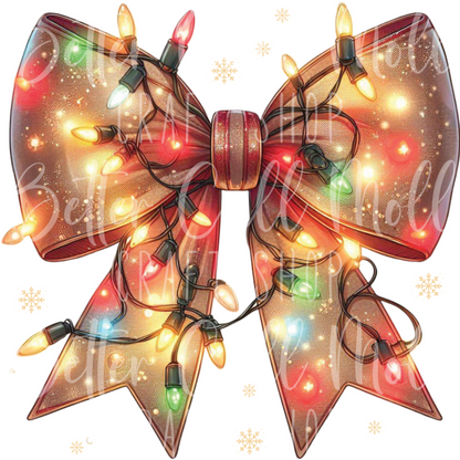 D142 - Christmas Lights Bow UV DTF Decal