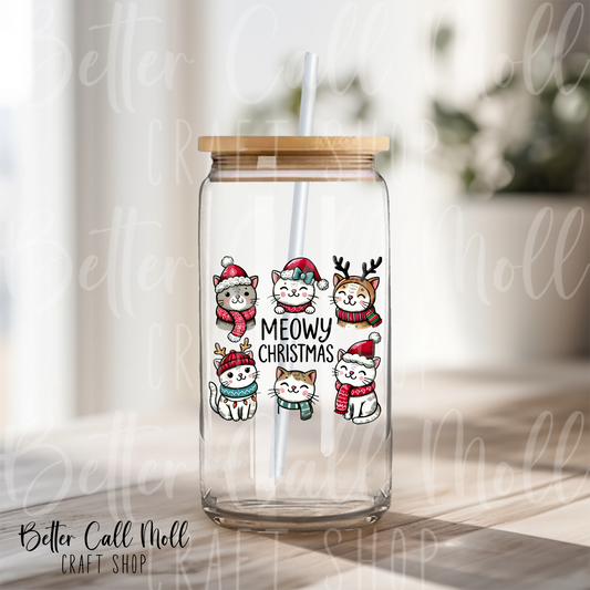 Meowy Christmas UV DTF Decal