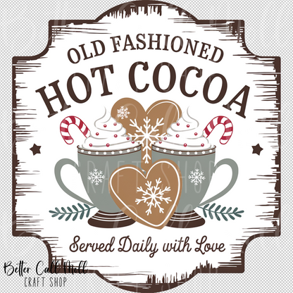 Old Fashioned Hot Cocoa Label UV DTF Decal