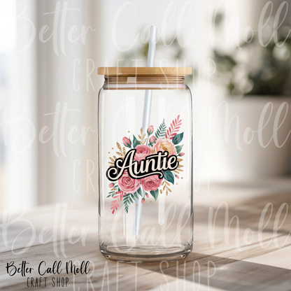 Auntie Floral UV DTF Decal