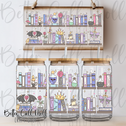 Fantasy Bookshelf 1 UV DTF 16oz Tumbler Wrap
