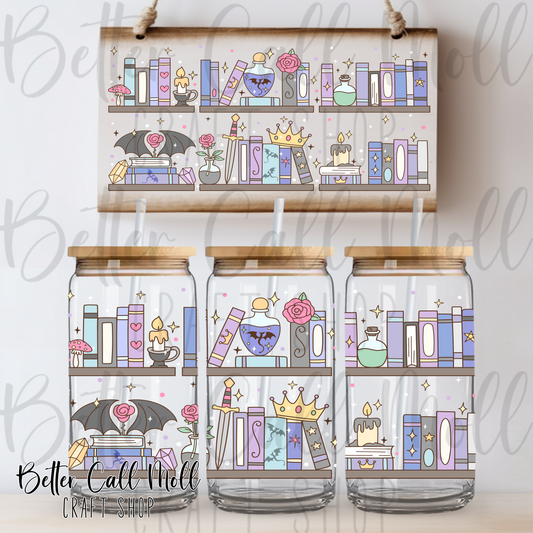 Fantasy Bookshelf 2 UV DTF 16oz Tumbler Wrap