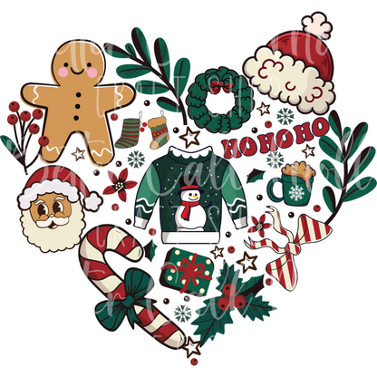 D140 - Christmas Favorites Heart Shape UV DTF Decal