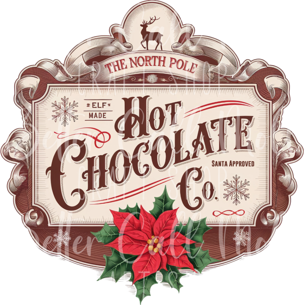 D130 - Hot Chocolate Label 2 UV DTF Decal