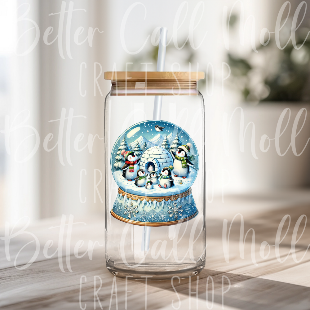 D161 - Penguin Snow Globe UV DTF Decal