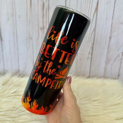 20oz Life if Better By the Campfire Insulated Stainless Steel Coated Tumbler