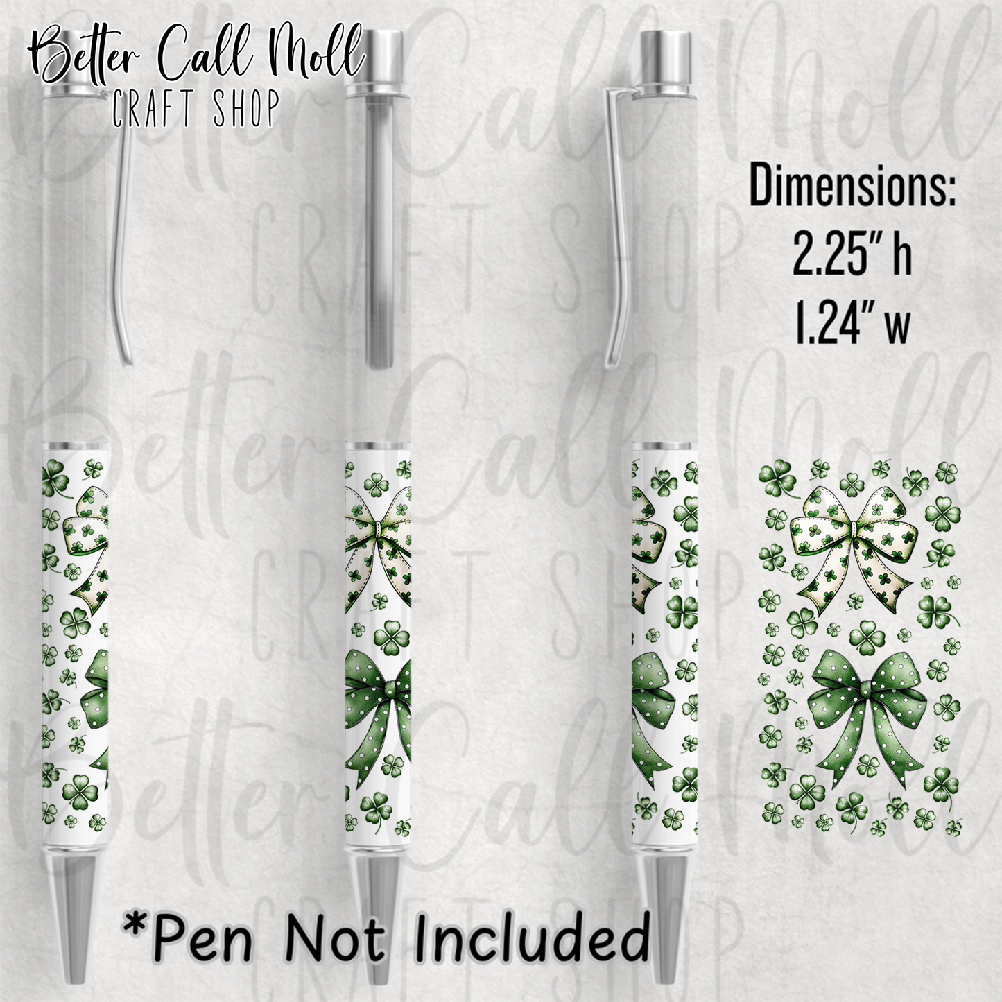 Shamrock Bows UV DTF Pen Wrap