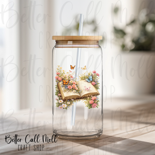 Floral Butterfly Book UV DTF Decal