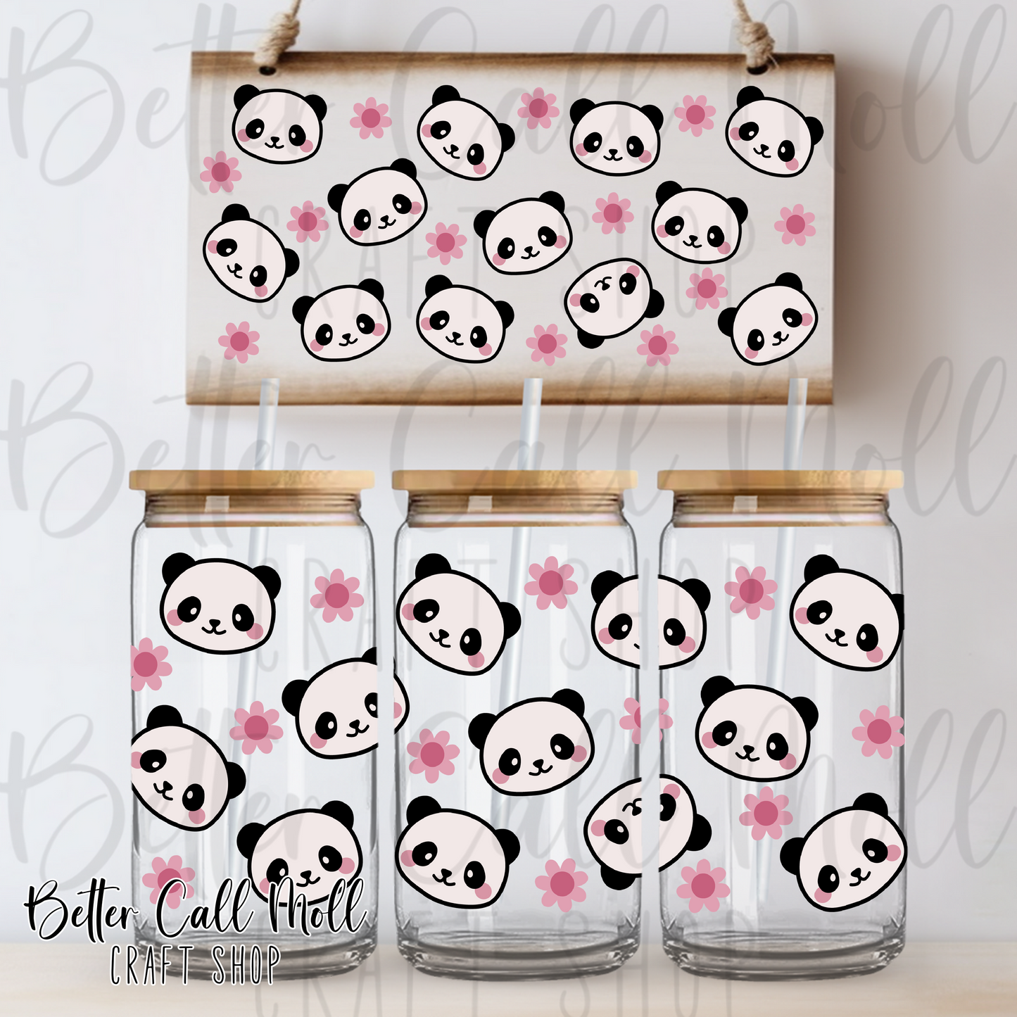 Cute Pandas UV DTF 16oz Tumbler Wrap