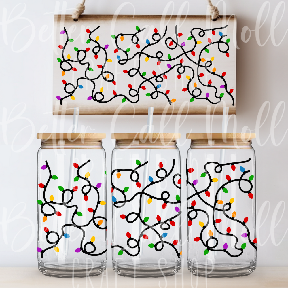 W130 - Christmas Lights UV DTF 16oz Tumbler Wrap