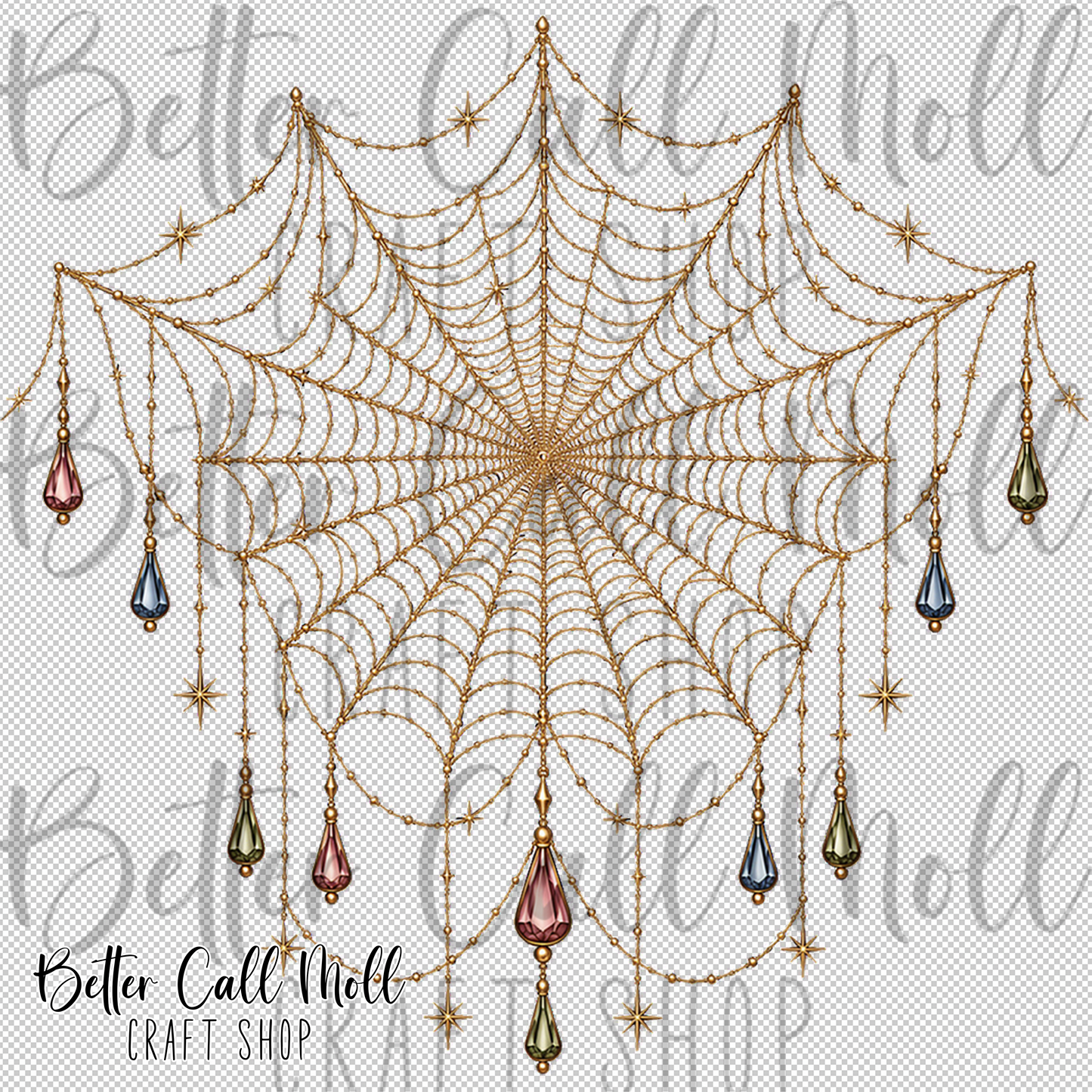 Jewel Draped Web UV DTF Decal