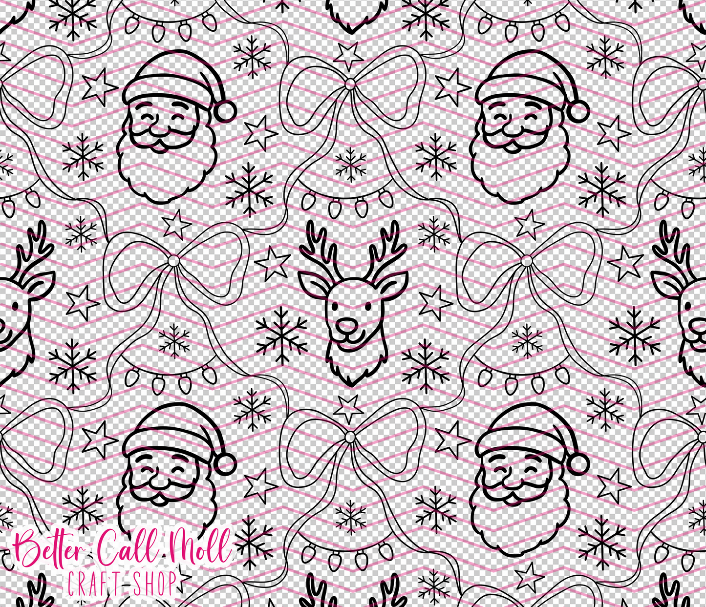 Santa and Reindeer Digital Tumbler Template