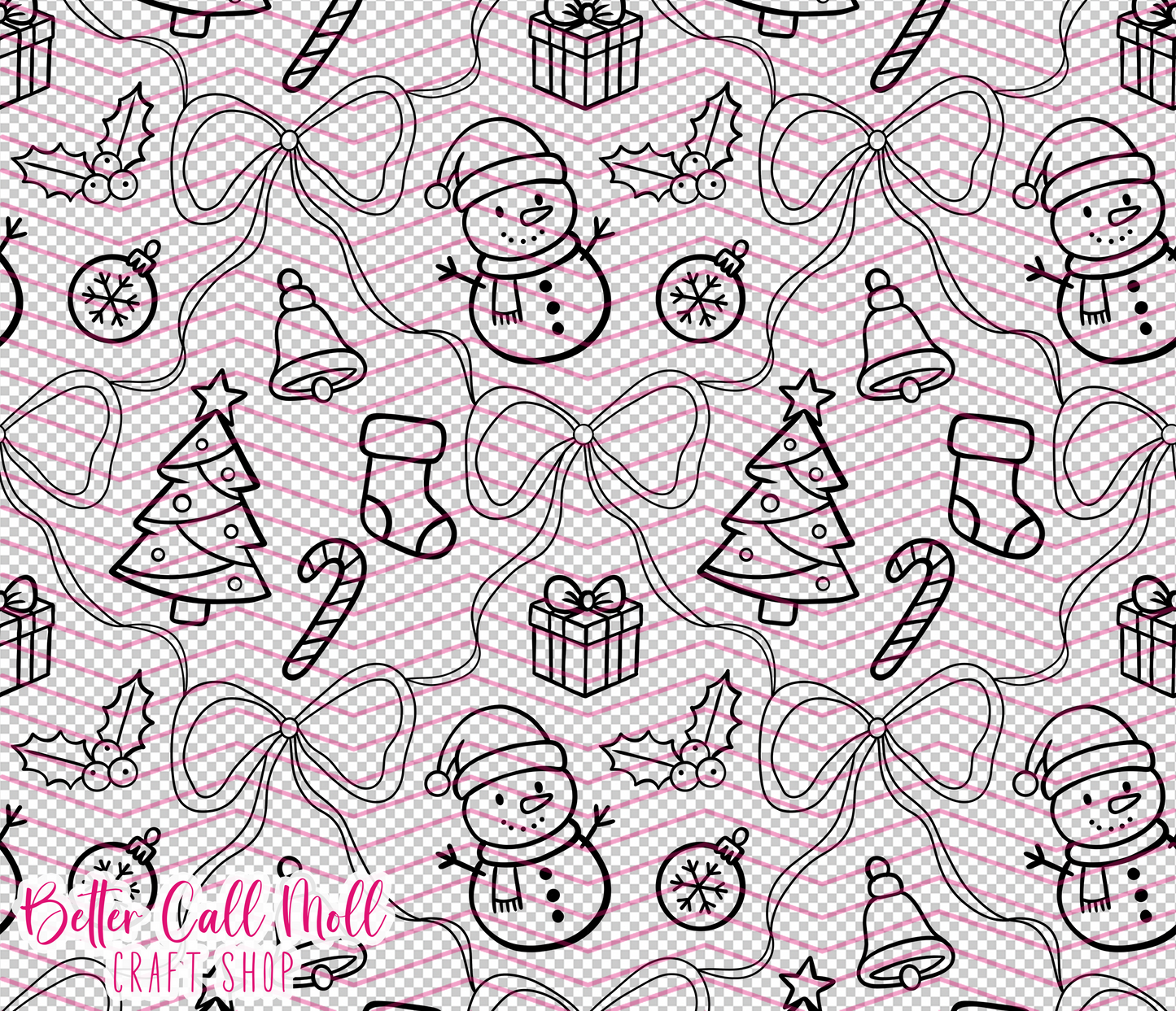 Snowman and Christmas Trees Digital Tumbler Template