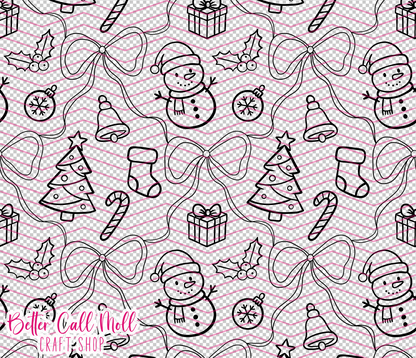 Snowman and Christmas Trees Digital Tumbler Template
