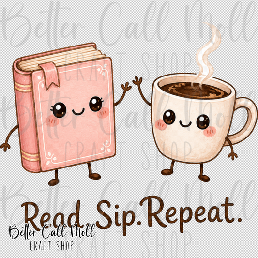 Sip Read Repeat UV DTF Decal
