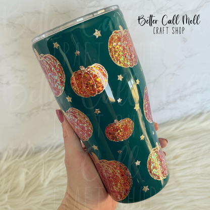 30oz Pumpkins Glitter Peekaboo Insulated Stainless Steel Coated Tumbler