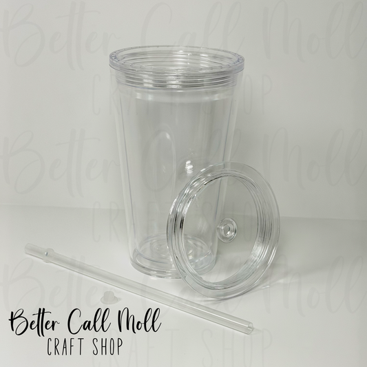 16oz Tapered Acrylic Snow Globe Tumbler