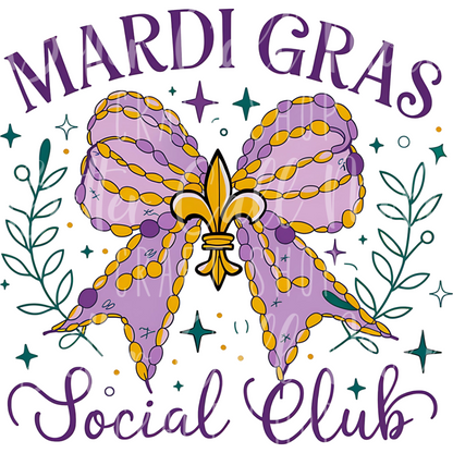 D146 - Mardi Gras Social Club UV DTF Decal