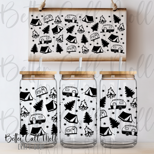 Camping Silhouettes UV DTF 16oz Tumbler Wrap