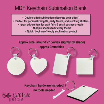 MDF Keychain Sublimation Blank | Multiple Shapes
