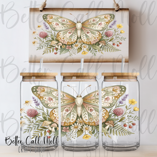Floral Moth 2 UV DTF 16oz Tumbler Wrap