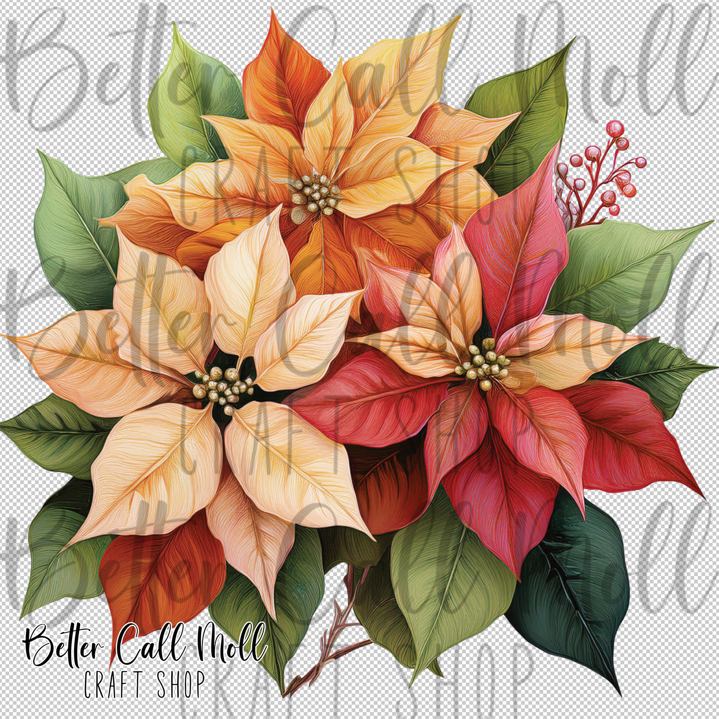 Poinsettia UV DTF Decal