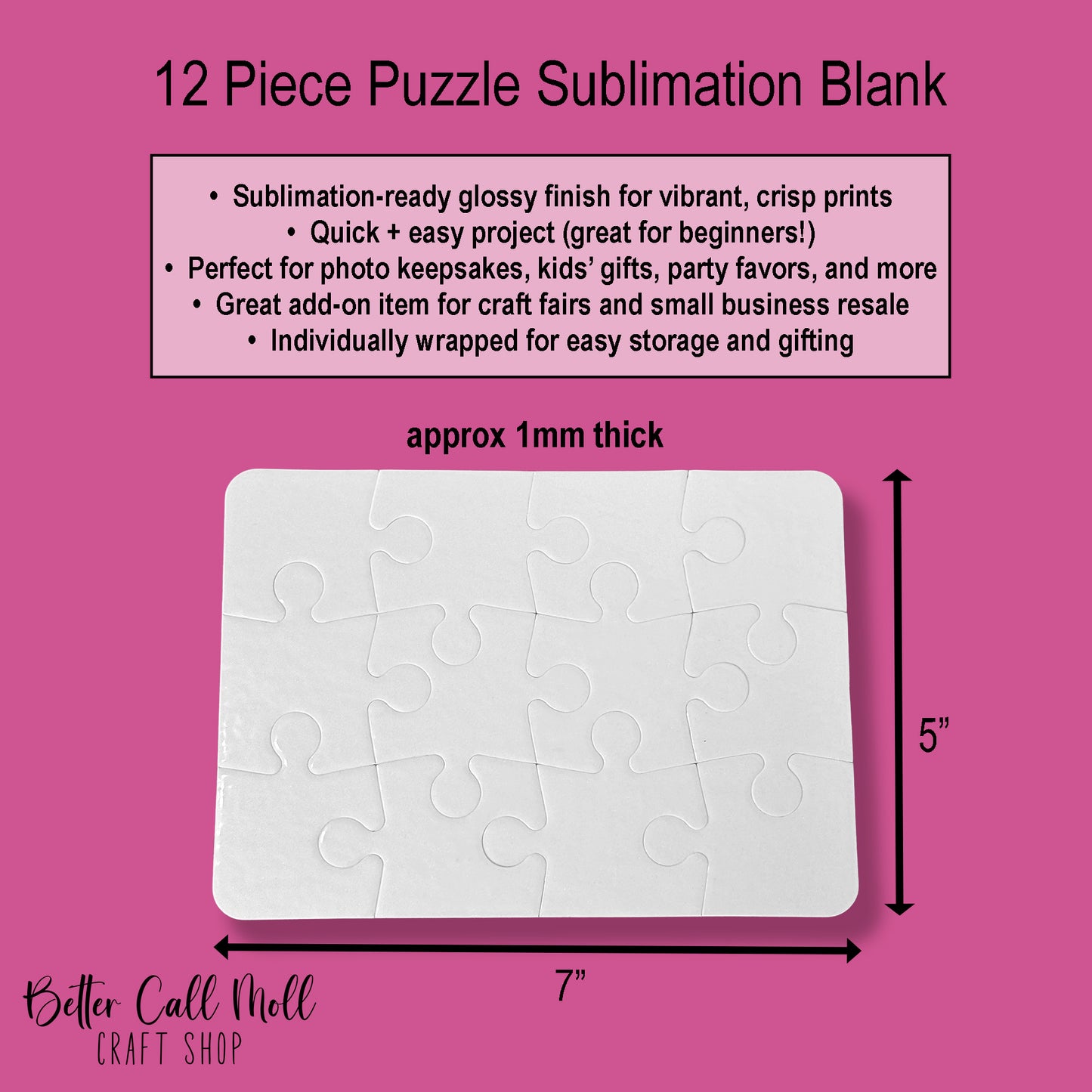 12-Piece Puzzle Sublimation Blank