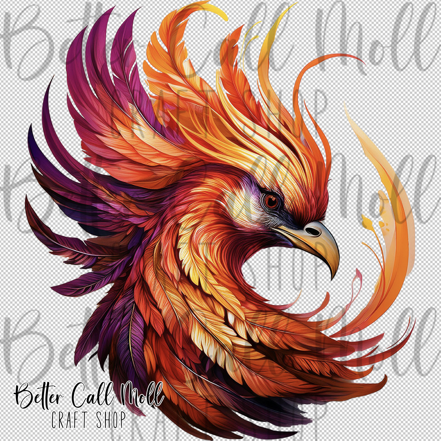Phoenix Head UV DTF Decal