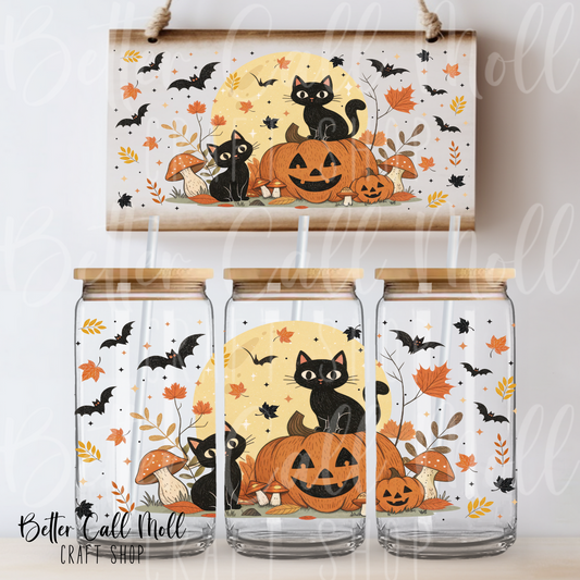 W178 - Spooky Cats UV DTF 16oz Tumbler Wrap