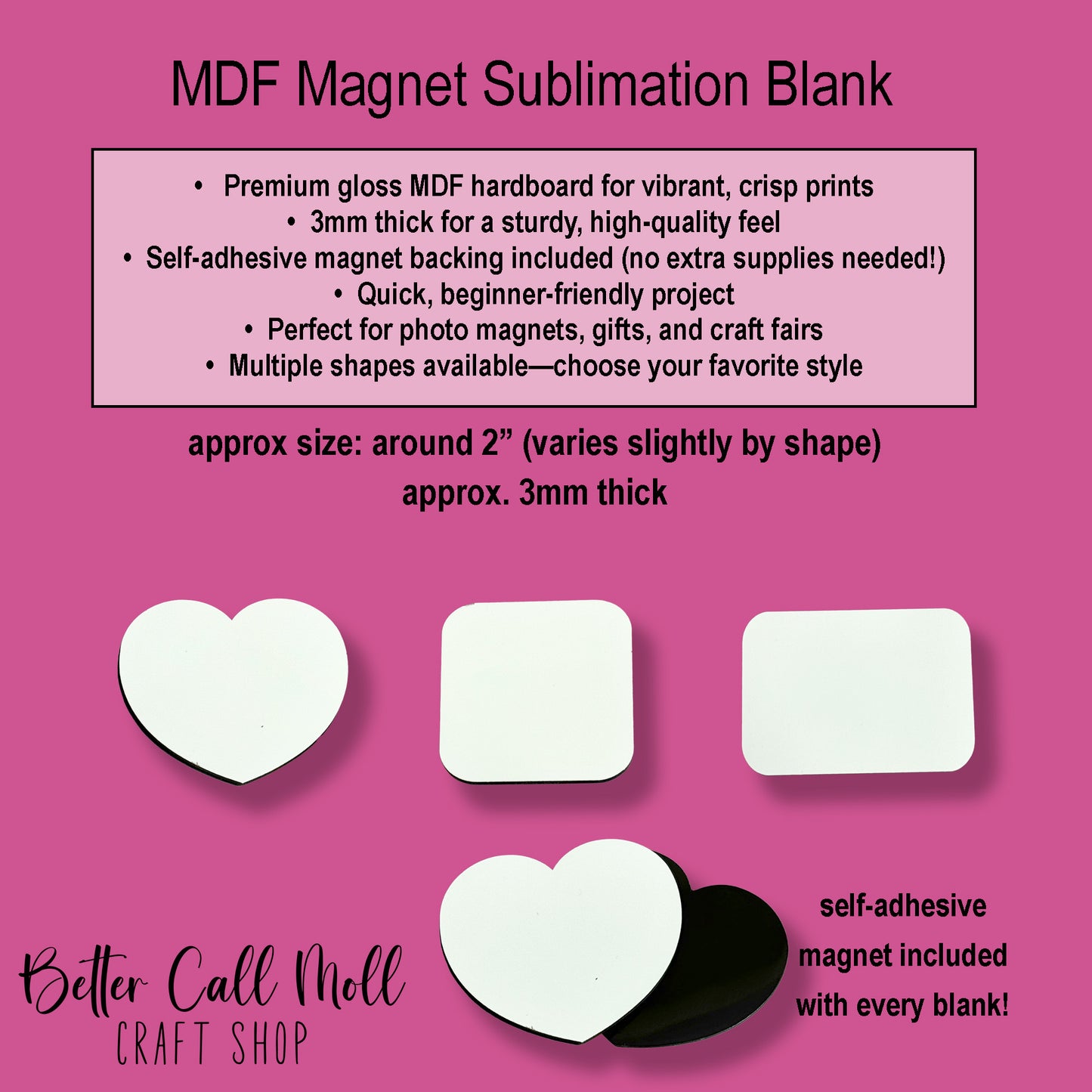 MDF Magnet Sublimation Blank | Multiple Shapes