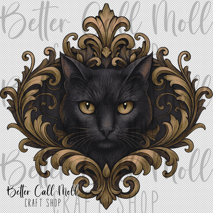 Golden Ash Black Cat UV DTF Decal