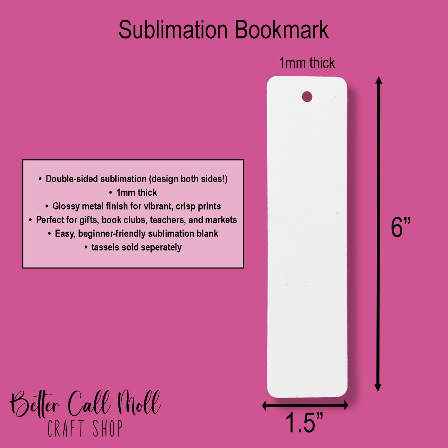 Bookmark Double-Sided Metal Sublimation Blank