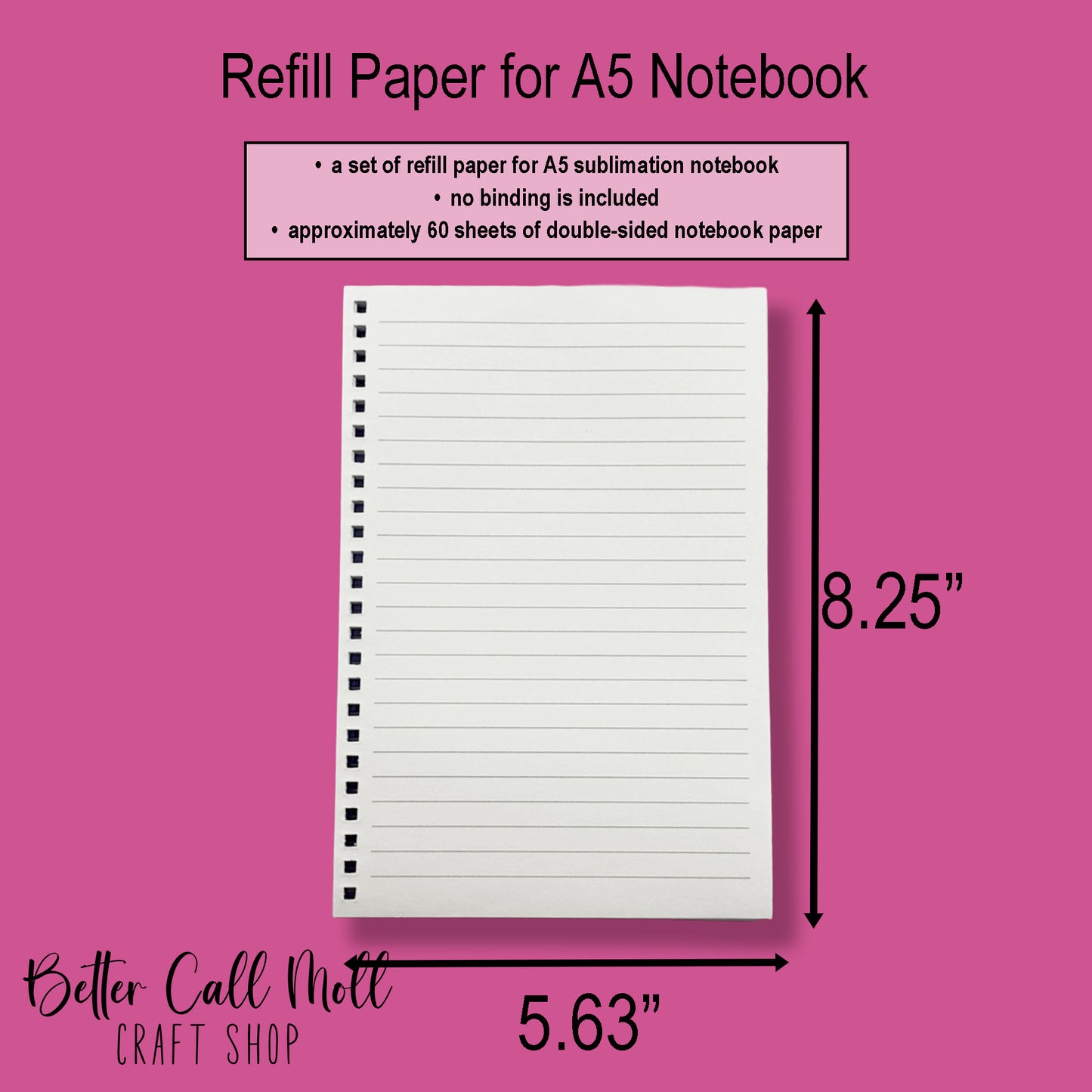 A5 Notebook REFILL Paper