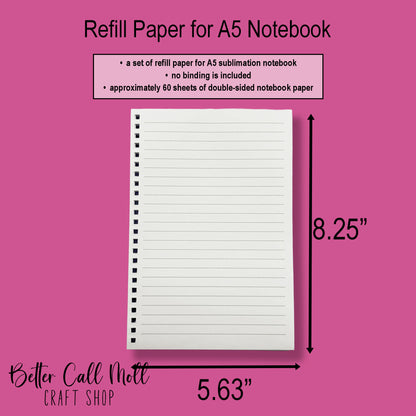A5 Notebook REFILL Paper