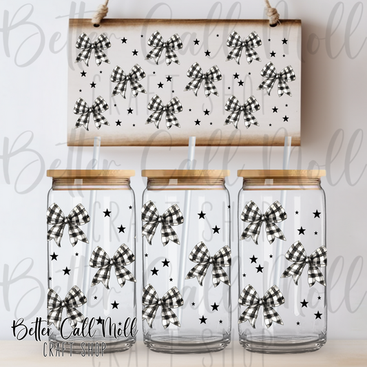 Plaid Bows UV DTF 16oz Tumbler Wrap